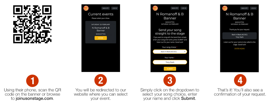 How QR code song requests work at a Live Karaoke Band event