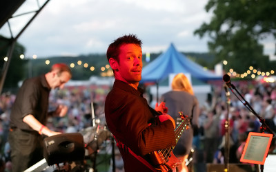 Festival entertainment with a live karaoke band
